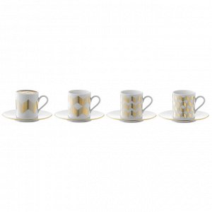 Набор из 4 чашек для кофе с блюдцами Signature Chevron, золото