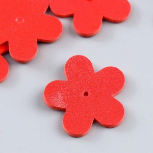 Декор для творчества кожзам "Цветочек красный" набор 10 шт 3х3 см