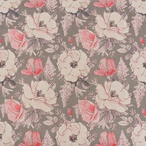 Бумага упаковочная крафтовая «Цветы на сером», 50 x 70 см