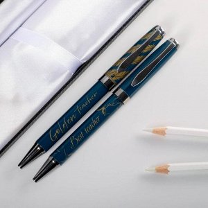 Ручки в подарочном футляре Golden teacher, 2 шт (красная и синяя паста)