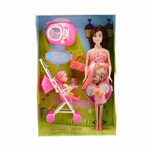 Набор кукол "Счастливая мама" (2 шт., 28,5 см, коляска, аксесс.)