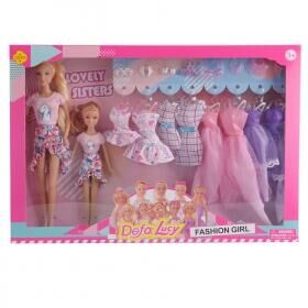 Игровой набор с куклами DEFA Lucy "Гардероб сестрёнок" (2 шт., 29 и 20 см, 8 платьев, аксесс., в ассорт.)