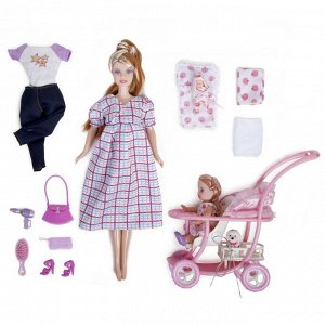 Набор кукол DEFA Lucy "Модная семья" (в комплекте коляска и аксессуары)