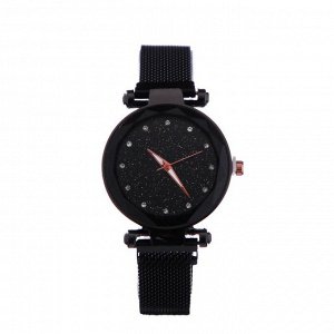 Подарочный набор 2 в 1 "Ночь": наручные часы и браслет, d=3.5 см, магнитный ремешок