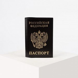 Обложка для паспорта, тиснение, цвет чёрный глянцевый 1628246