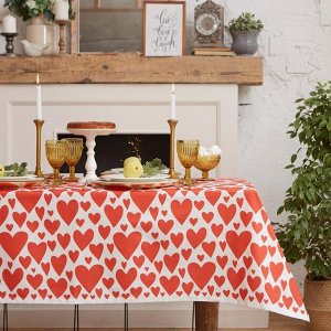 Скатерть "Этель" Red hearts 149х220 см, 100% хлопок, саржа 190 г/м²