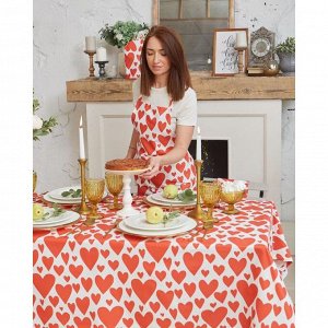 Скатерть "Этель" Red hearts 149х220 см, 100% хлопок, саржа 190 г/м²