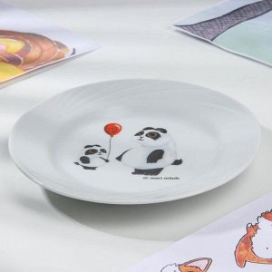 Набор посуды «Панда», 3 предмета: кружка 200 мл, салатник 360 мл, тарелка мелкая d=17 см