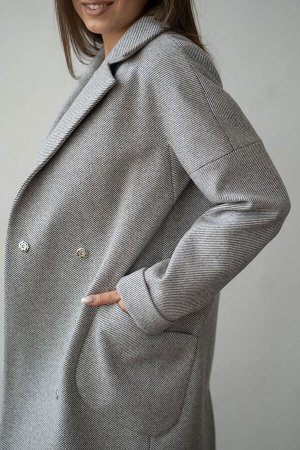 Пальто женское демисезонное 22400  (серый/диагональ)