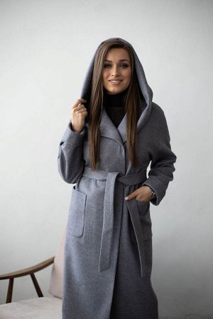 Пальто женское демисезонное 22950  (серый/рубчик)