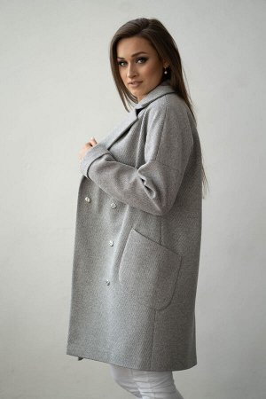 Пальто женское демисезонное 22400  (серый/диагональ)