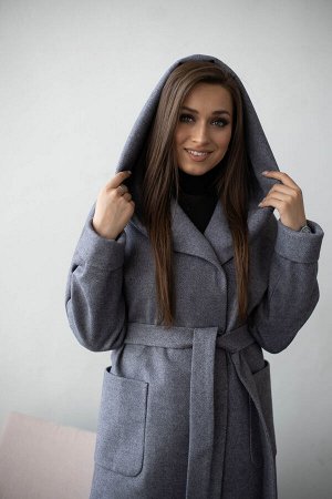 Пальто женское демисезонное 22950  (серый/рубчик)