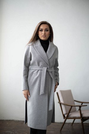 Пальто женское демисезонное 21820  (серый/диагональ)
