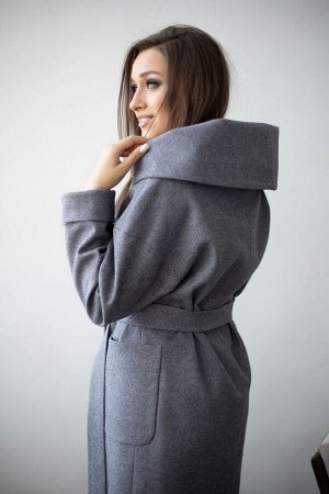 Пальто женское демисезонное 22450  (серый/рубчик)