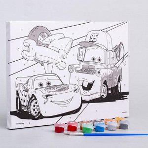 Картина по номерам для детей «Молния Маккуин и Мэтр» 20x30 см, Тачки