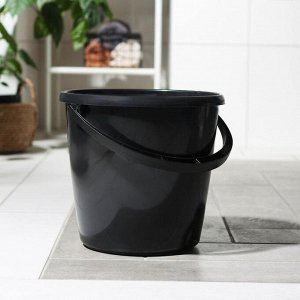 Ведро хозяйственное, 10 л, d=29 см, h=28 см, пластик, чёрное