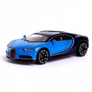 Машина металлическая Bugatti Chiron, открываются двери, капот, инерция, цвет синий