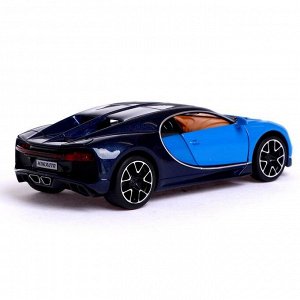 Машина металлическая Bugatti Chiron, открываются двери, капот, инерция, цвет синий