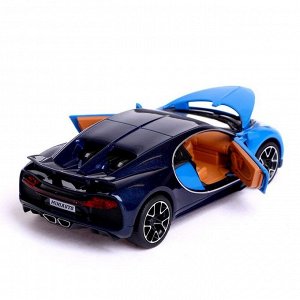 Машина металлическая Bugatti Chiron, открываются двери, капот, инерция, цвет синий