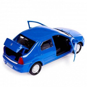 Машина металлическая Renault Logan, открываются двери, инерционная, цвет синий, 12 см