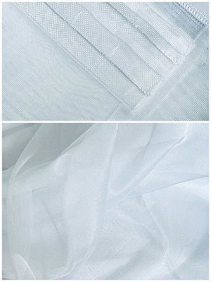 Портьеры  блэкаут комбинированные на ленте, с тюлем, цвет: белый/светло-бирюзовый/бирюзовый ШхВ 500х270