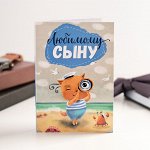 Открытка 4 шоколадки &quot;Любимому сыну (кот с подзорной трубой)&quot;