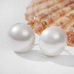 Серьги с жемчугом &quot;Цветок&quot; рассвет, белый в золоте