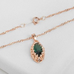 Queen fair Гарнитур 3 предмета: серьги, кулон, кольцо безразмерное &quot;Эдель&quot; овал вытянутый, цвет зеленый в золоте, 45см