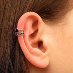 Серьга &quot;Каффа&quot; цепь со звездой, цвет чёрный в серебре