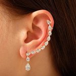 Серьга &quot;Каффа&quot; стразы крупные современные, цвет белый в золоте
