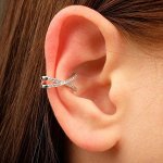 Серьга &quot;Каффа&quot; крест на крест, цвет белый в серебре