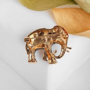 Брошь "Слон индийский", цвет красно-серый в золоте