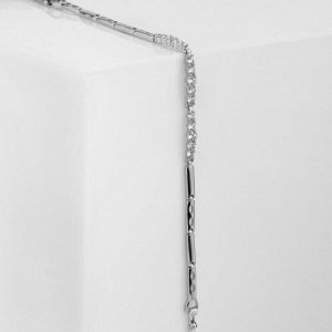 Браслет со стразами "Каркас" тонкие линии, цвет белый в серебре, 18 см