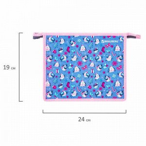 Папка для тетрадей BRAUBERG, А5, 1 отделение, пластик, цветная печать, молния сверху, "Снегири", 228178