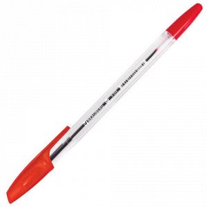 Ручка шариковая BRAUBERG "X-333", КРАСНАЯ, корпус прозрачный, узел 0,7 мм, линия письма 0,35 мм, 142407