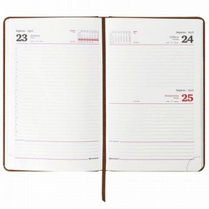 Ежедневник датированный 2021 А5 (138х213 мм) BRAUBERG "Select", балакрон, коричневый, 111401