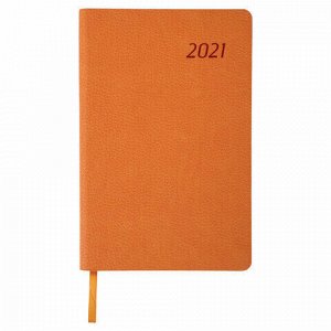 Ежедневник датированный 2021 А5 (138х213 мм) BRAUBERG "Stylish", кожзам, оранжевый, 111444
