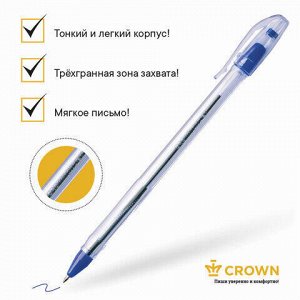 Ручка шариковая масляная CROWN "Oil Jell", СИНЯЯ, узел 0,7 мм, линия письма 0,5 мм, OJ-500B