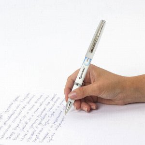 Ручка шариковая масляная с грипом BRAUBERG "Roll-X", СИНЯЯ, корпус белый с печатью, узел 0,7 мм, линия письма 0,35 мм, 143008