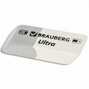 Ластик BRAUBERG "Ultra", 41х14х8 мм, серо-белый, натуральный каучук, 228703