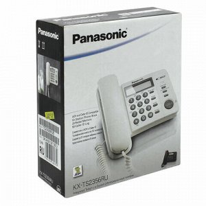 Телефон PANASONIC KX-TS2356RUB, черный, память 50 номеров, АОН, ЖК-дисплей с часами, тональный/импульсный режим