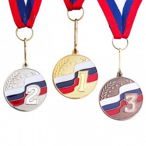 Медаль призовая, 1 место, золото, триколор, d=3,5 см