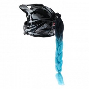 Коса на мотошлем, крепление присоской, 60 см, черно-голубой
