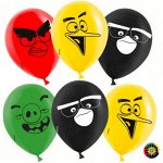 Шар 12&quot;/30 см, пастель, &quot;Angry Birds&quot;, с 2-х ст. рис.