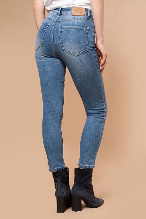 Супер-эластичные укороченные джинсы-скинни с высокой посадкой, D54.193