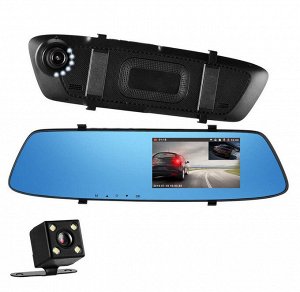 Автомобильный видеорегистратор зеркало Mega L1001-1 + камера (черный)