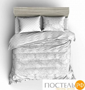 СП-904-4-143-150-50 КПБ поплин /GUTEN MORGEN/ рис. 904-4 Peony Grey 1,5 сп. с нав.50х70 см