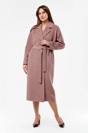 Женское текстильное пальто  с поясом из текстильных материалов