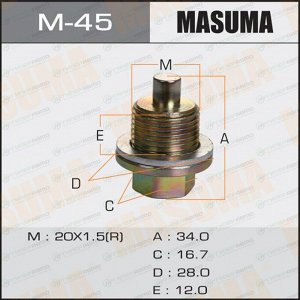 Болт маслосливной с магнитом Masuma, для Honda, M20х1.5(R), арт. M-45
