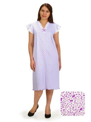 Сорочка ночная женская,мод. 427, трикотаж 62-70 (Ажурные бабочки (розовый))